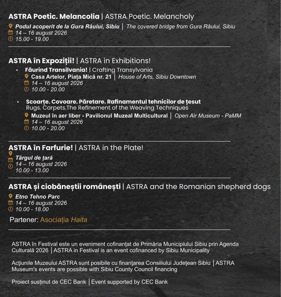 ASTRA în Festival 2026: tradiții, sustenabilitate, muzică, poezie și gastronomie